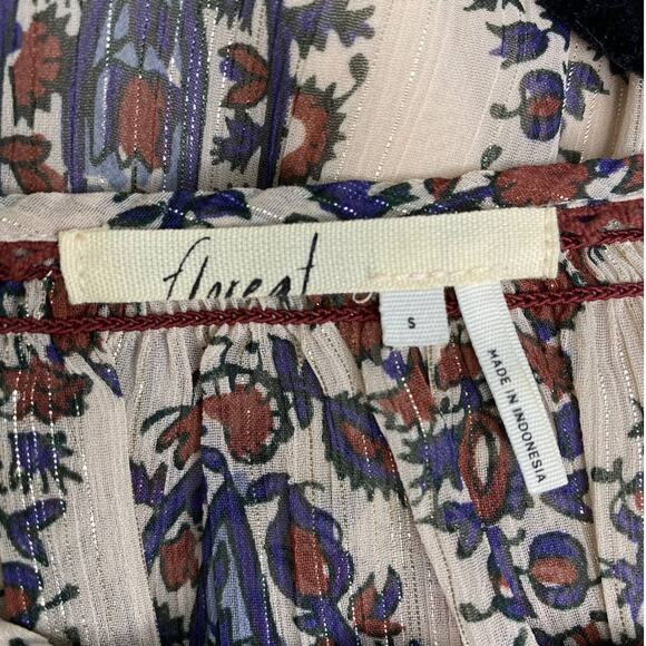 Floreat Anthropologie Dress Sheer Floral w/Gold Thread Long Sleeve Size Small - Picture 7 of 8